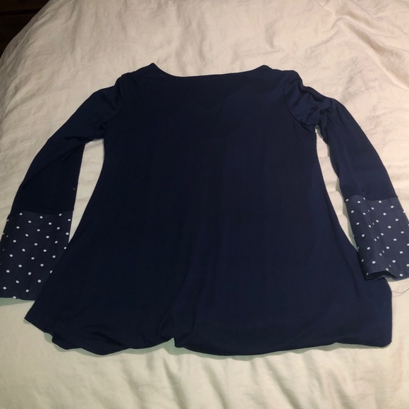 Navy blue polka dot blouse - Picture 3 of 3